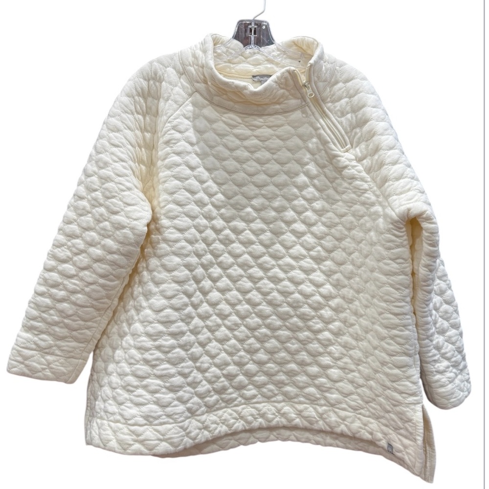 Talbots Asymmetrical Quilted Cream Pullover Size 2X